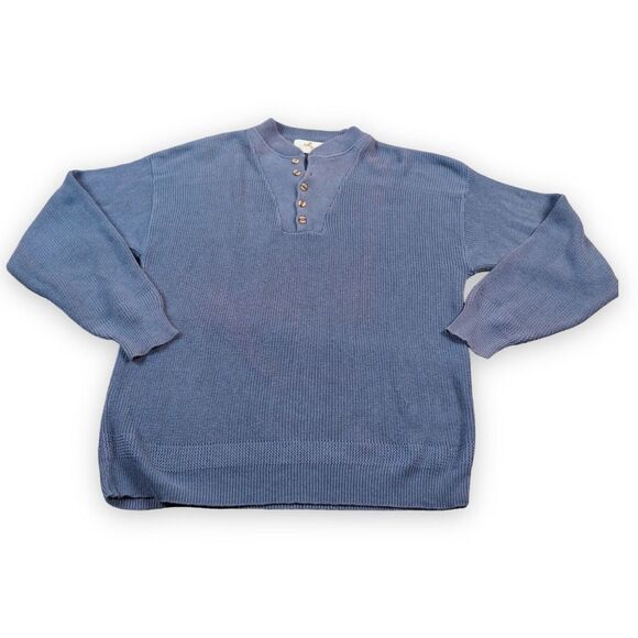 Eastern Mountain Sports Other - Eastern Mountain Sports Men Sweater Large Blue Henley Collar Pullover Worn Color